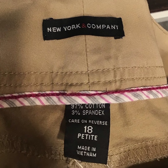 NY & CO Wide Leg Flare Stretch Cotton Tan Khaki Pant SZ 18P - Picture 9 of 14